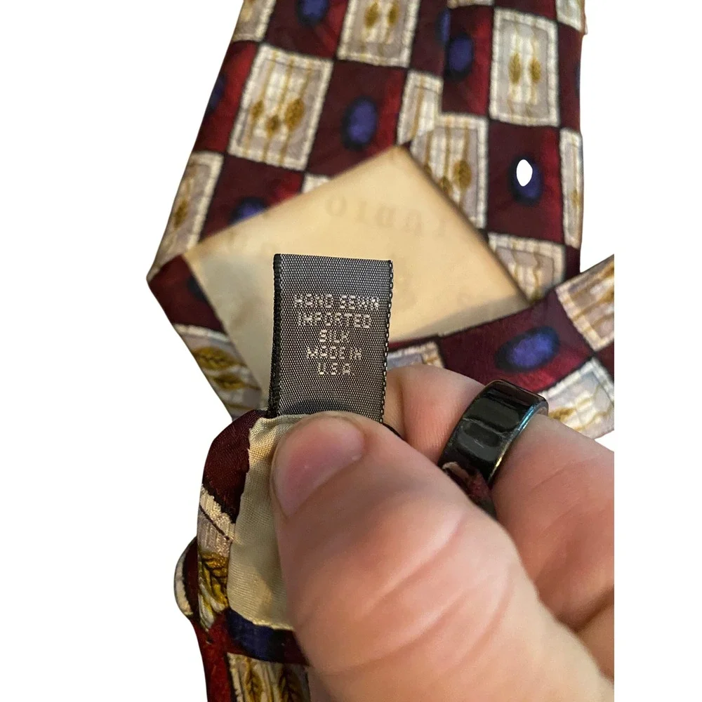 Robert Talbott Studio Nordstrom Mens Silk Tie Burgundy Geometric Pattern USA